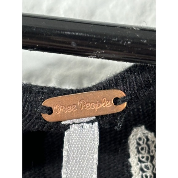 Free People Tunic Top Womens XS Embroidered Boho Lace Up Short Sleeve Blouse - Picture 4 of 9